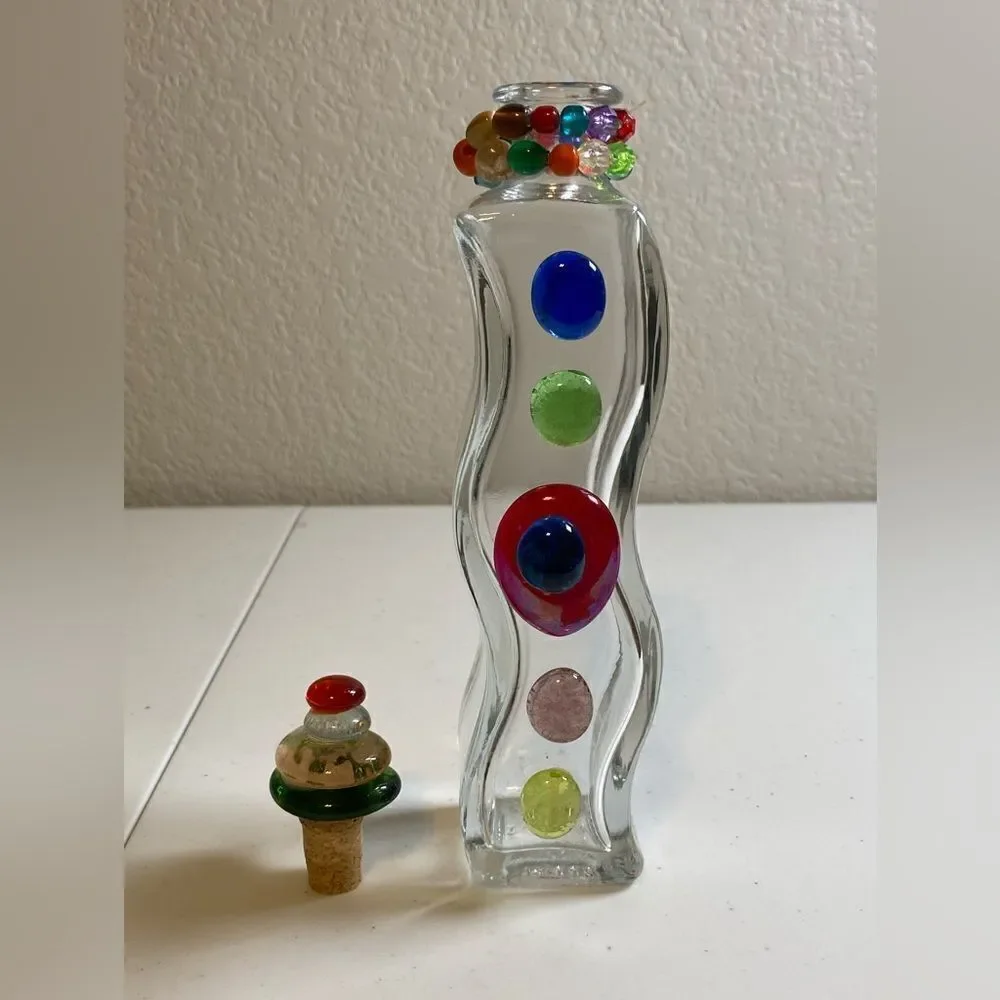 Italy 200ml Glass Jar Multi Color Stones with Removable Lid